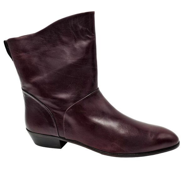 14D Vintage NEW Bally Calfskin Leather Dress Boots Burgundy Brown Italy with Box - Picture 2 of 16